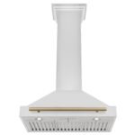 ZLINE 30 Inch Wall Mount Range Hood Stainless Steel Champagne Bronze Handle Autograph Edition (KB4STZ-30-CB) - Image 5