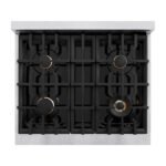 ZLINE 30 in. Select Dual Fuel Range 4.2 cu. ft. 4 Burner Gas Cooktop Electric Convection Oven Satin Stainless Steel Matte Black Accents (HDRSZ-30-MB) - Image 4